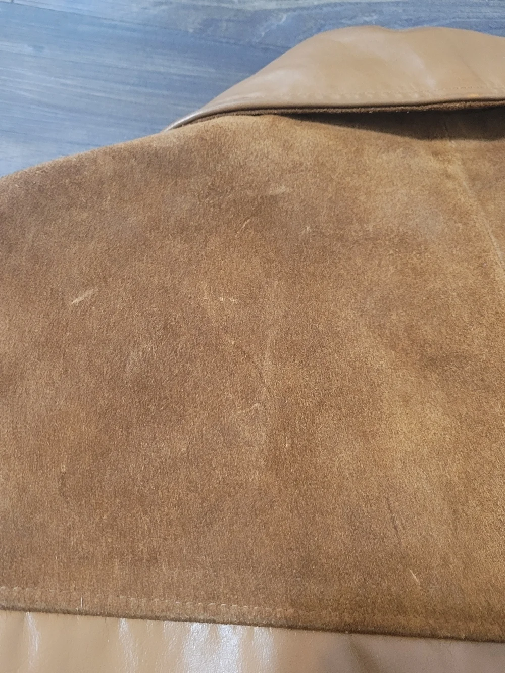 Mens Two-Tone Tan Leather & Suede Jacket Vintage Size Large